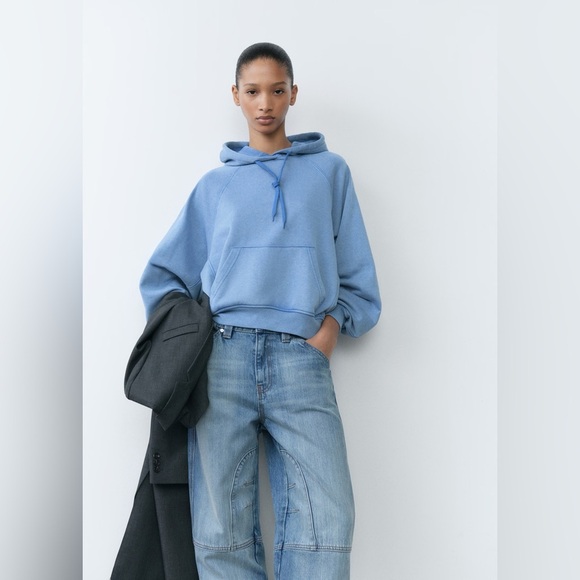 Mango Tops - Mango Blue cotton Hoodie Sweatshirt NWT